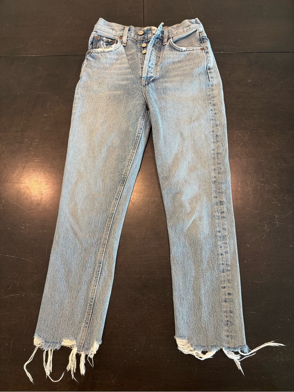 AGOLDE Riley Crop High Rise Straight Jeans Curio Light Wash Size 22